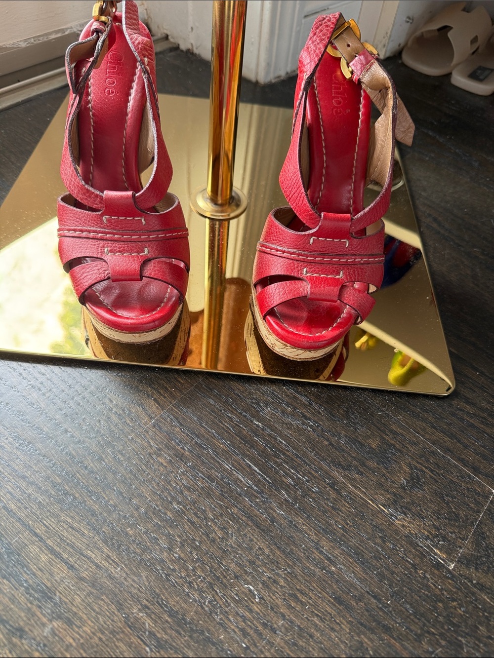 Red Women's Platform Sandals - Brand:Chloe
